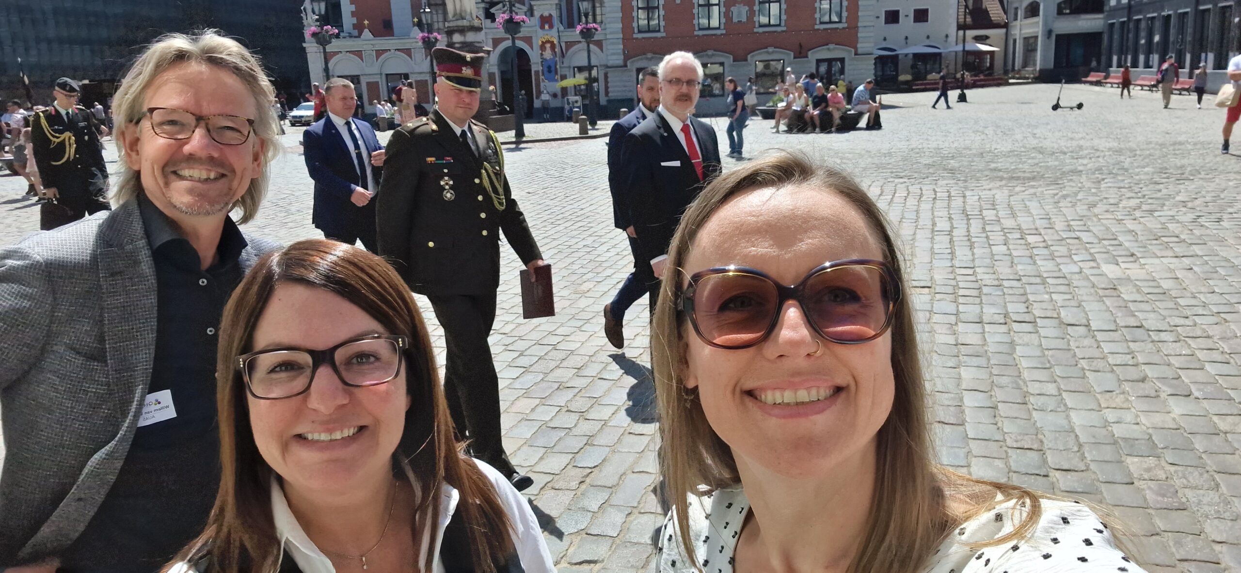 ATELIER partners met Latvia's president Egils Levits in front of Riga's City Hall